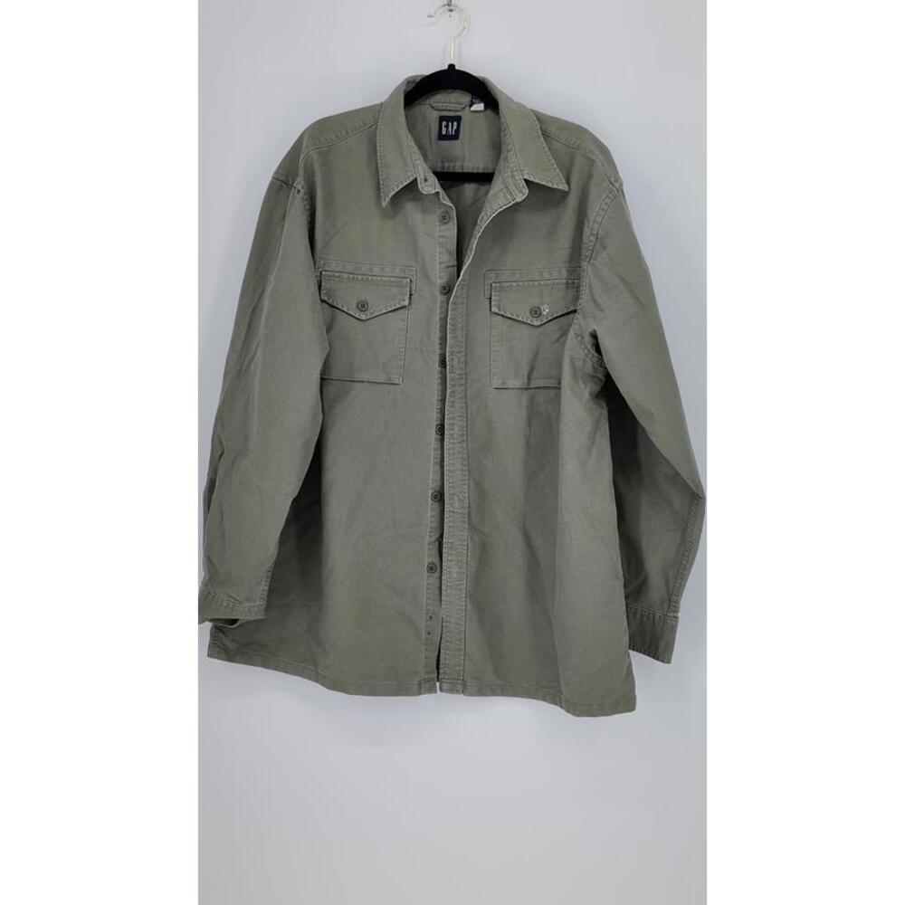 GAP Men's Large 100% Cotton Button-Up Shirt Olive‎ Green Casual Workwear